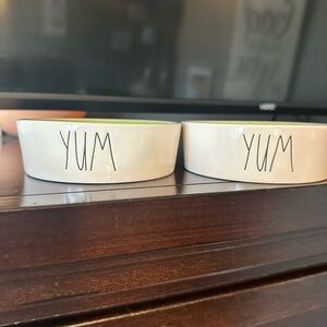 Rae Dunn White Ceramic 'YUM' CatBowls